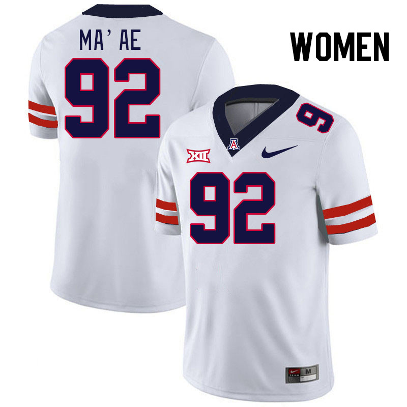 Women #92 Chubba Ma'ae Arizona Wildcats Big 12 Conference College Football Jerseys Stitched-White